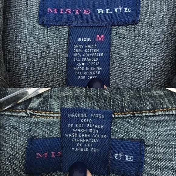 Miste Blue Denim Jacket Button Closure Pockets M - Picture 8 of 8